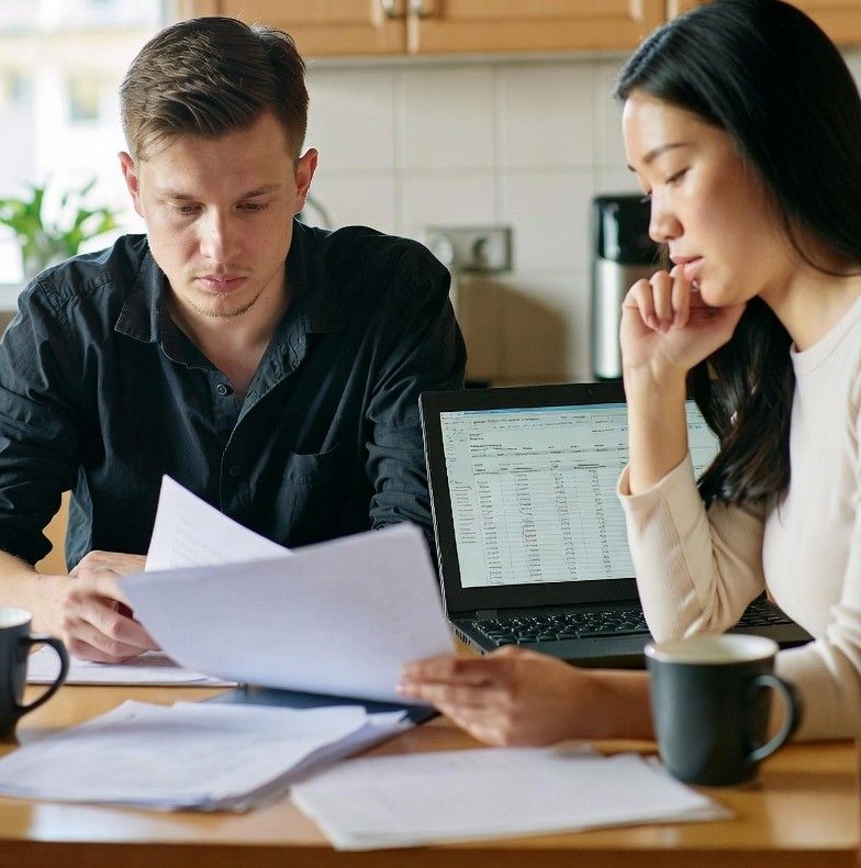 reviewing financial documents